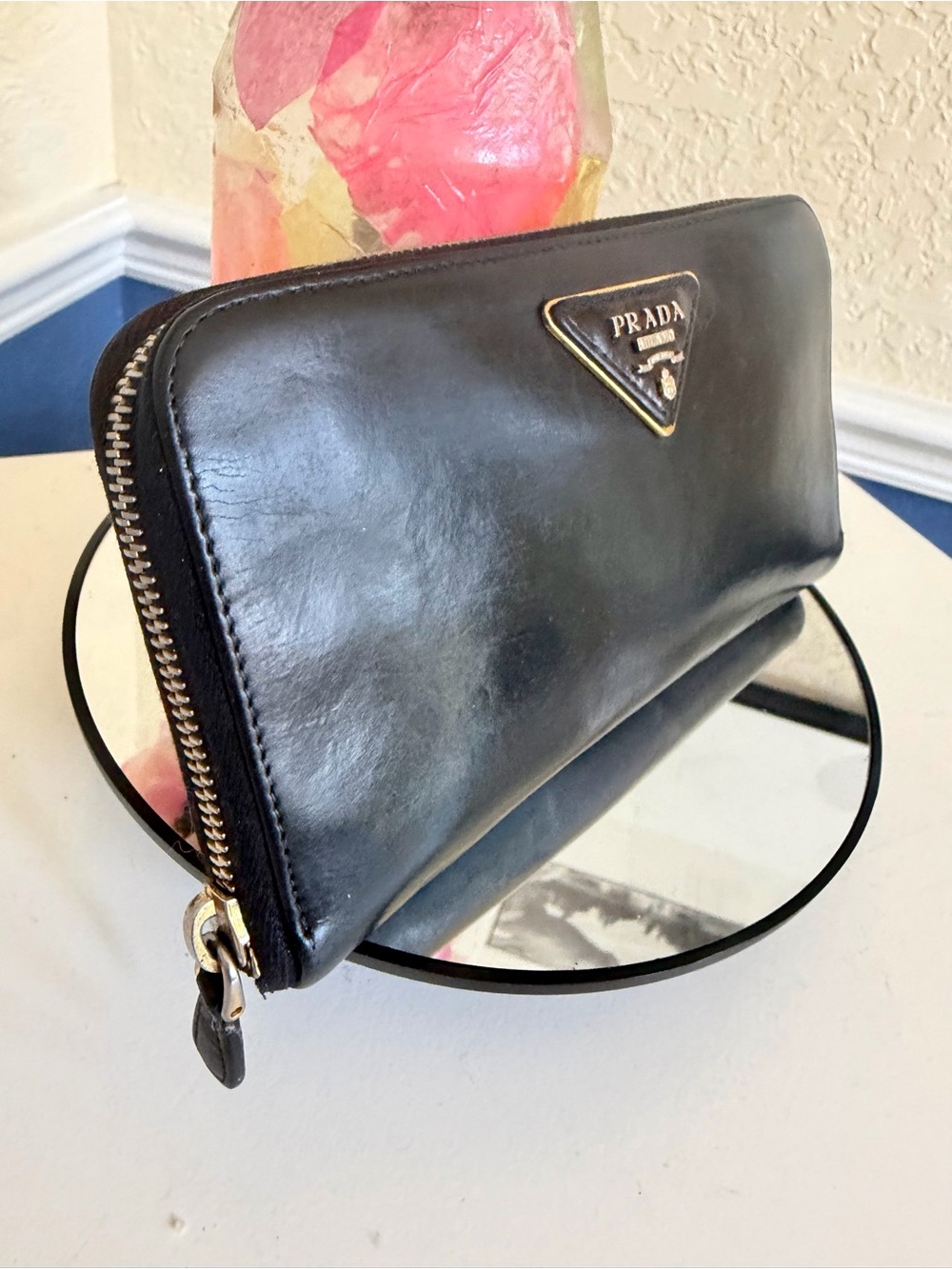 🥂HP🥂 Prada Black Zip Around Leather Wallet - Picture 9 of 14